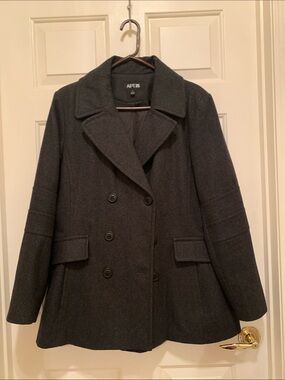 Apt. 9 Women's Dark Charcoal Double-Breasted Pea Coat